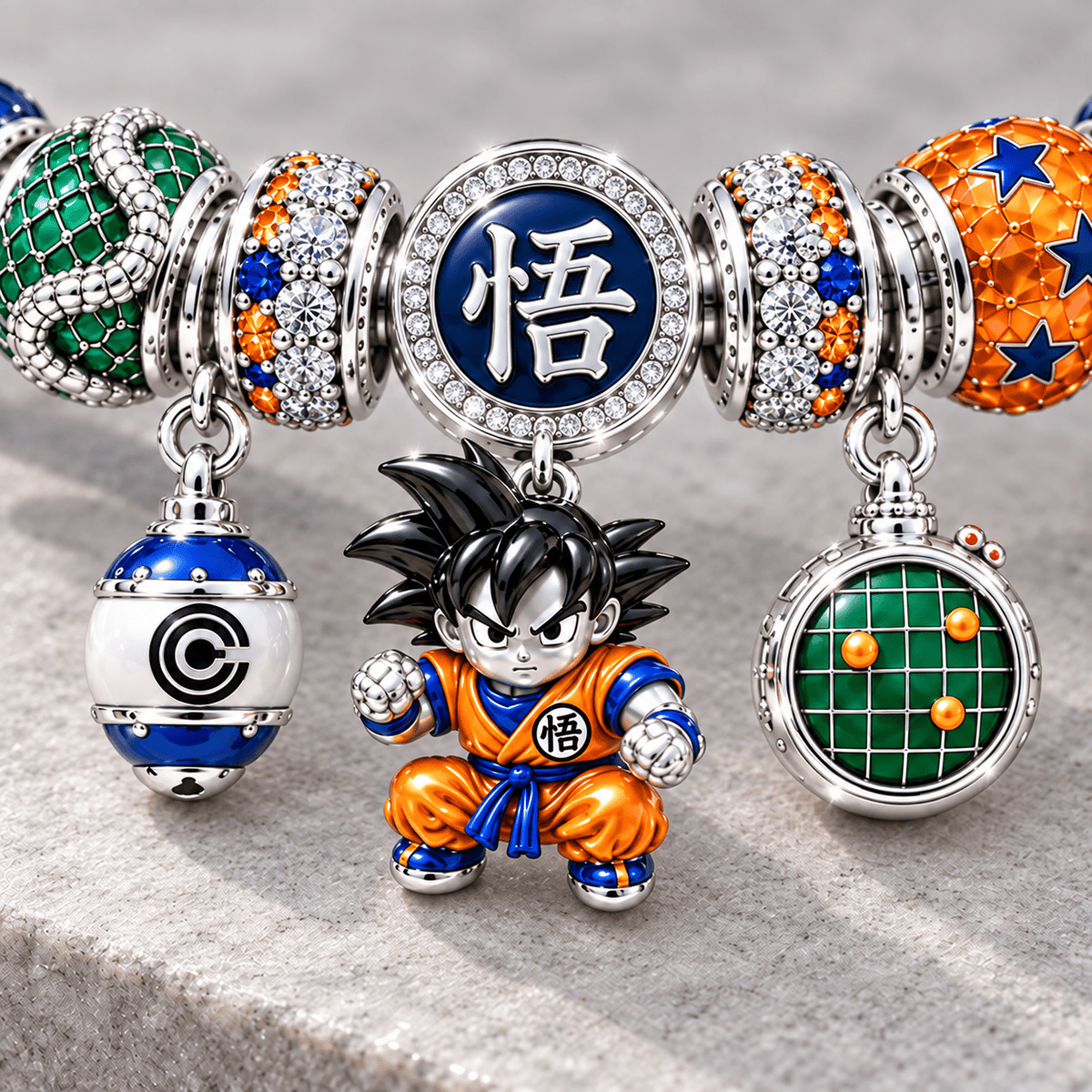 DRGB Silver Charm Bracelet Set NTTB