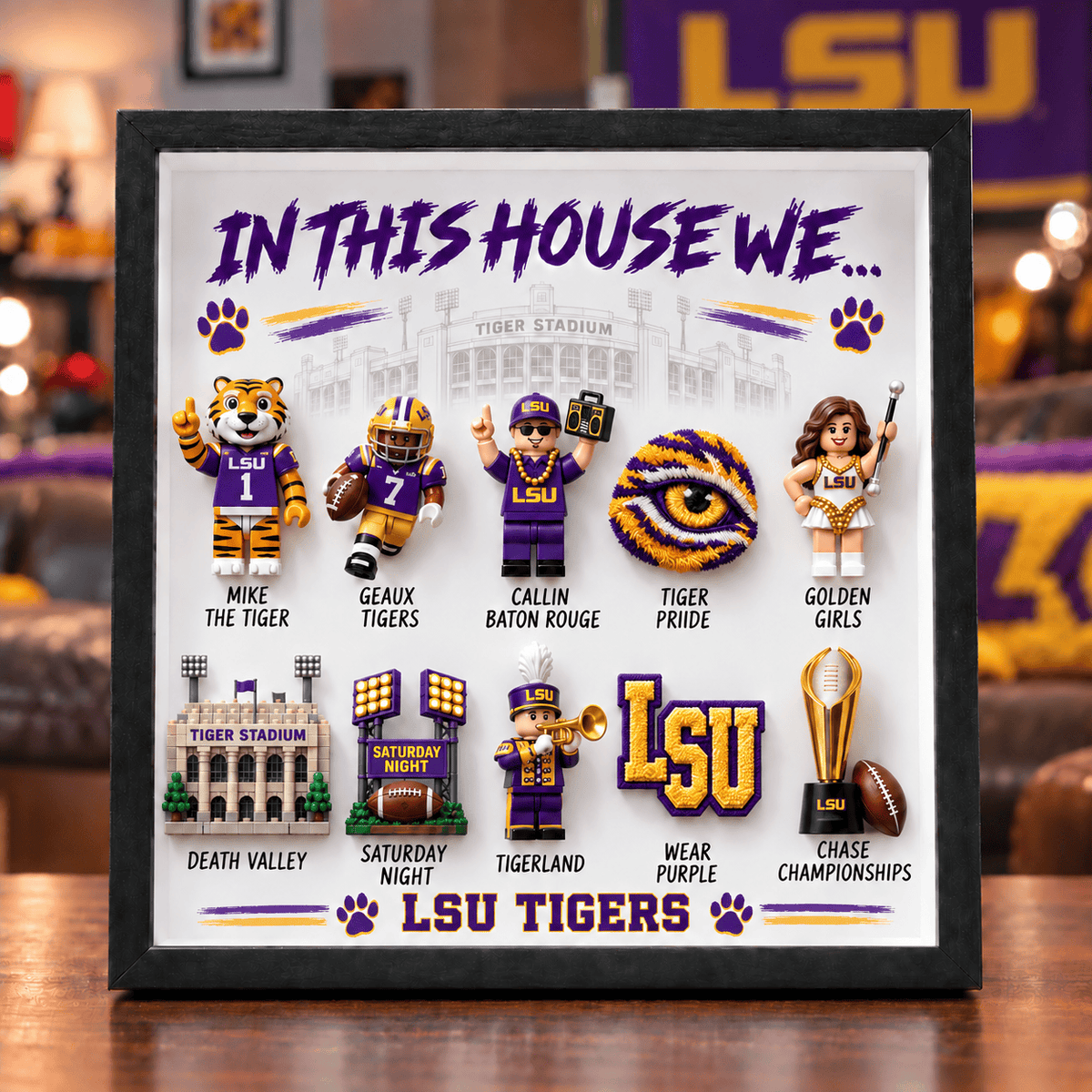 LSU "In This House We…" 3D Fan Display Frame TMH