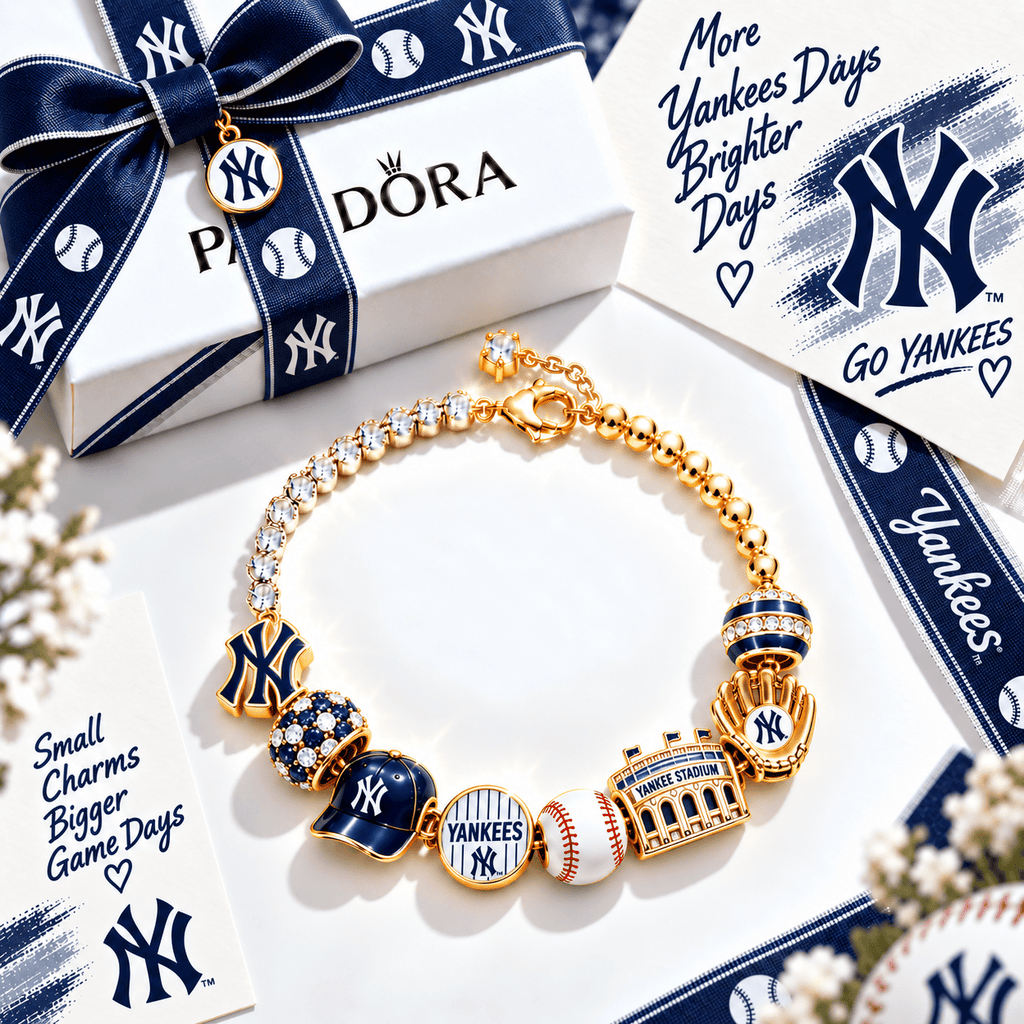 NYY Gold Charm Bracelet Set BMD