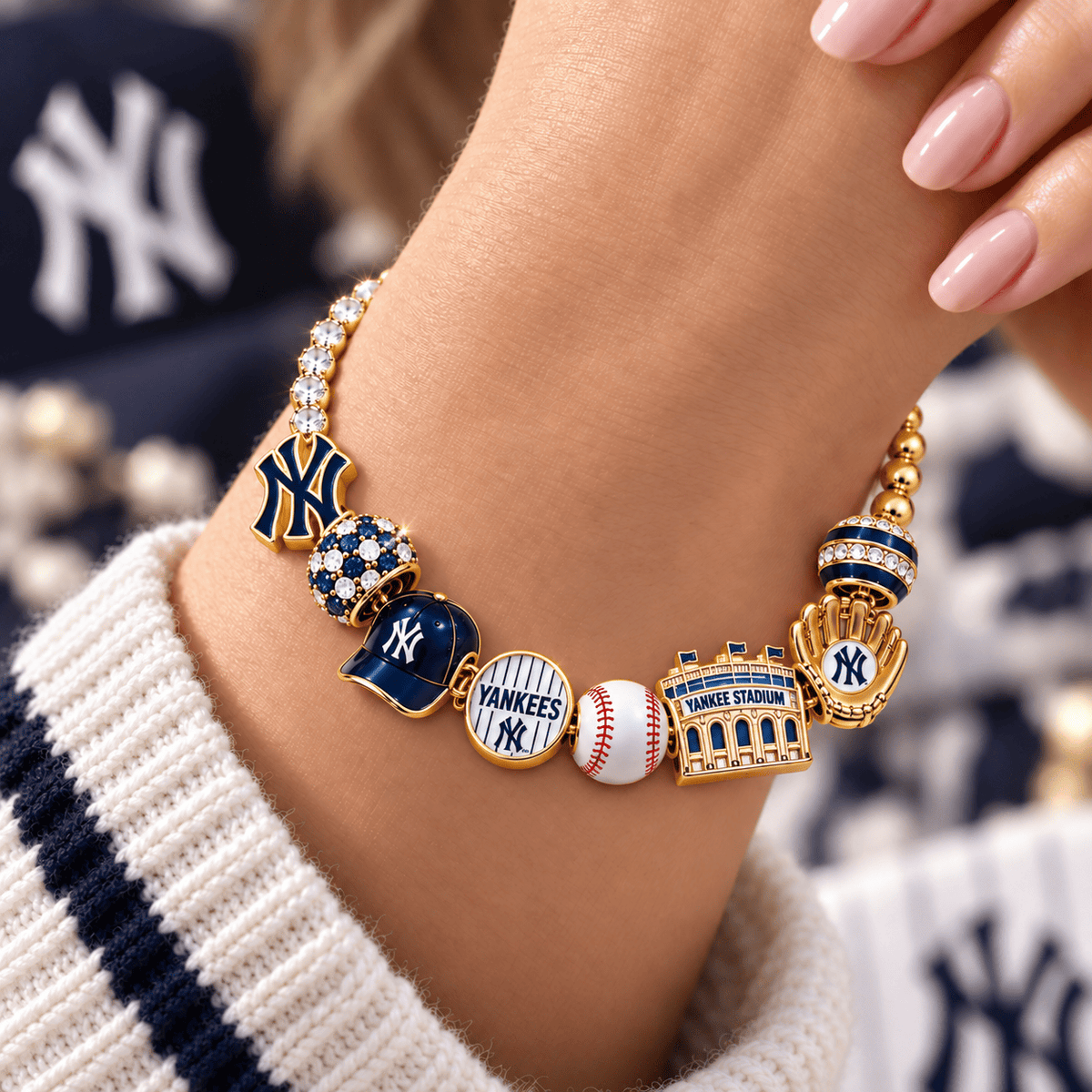 NYY Gold Charm Bracelet Set BMD