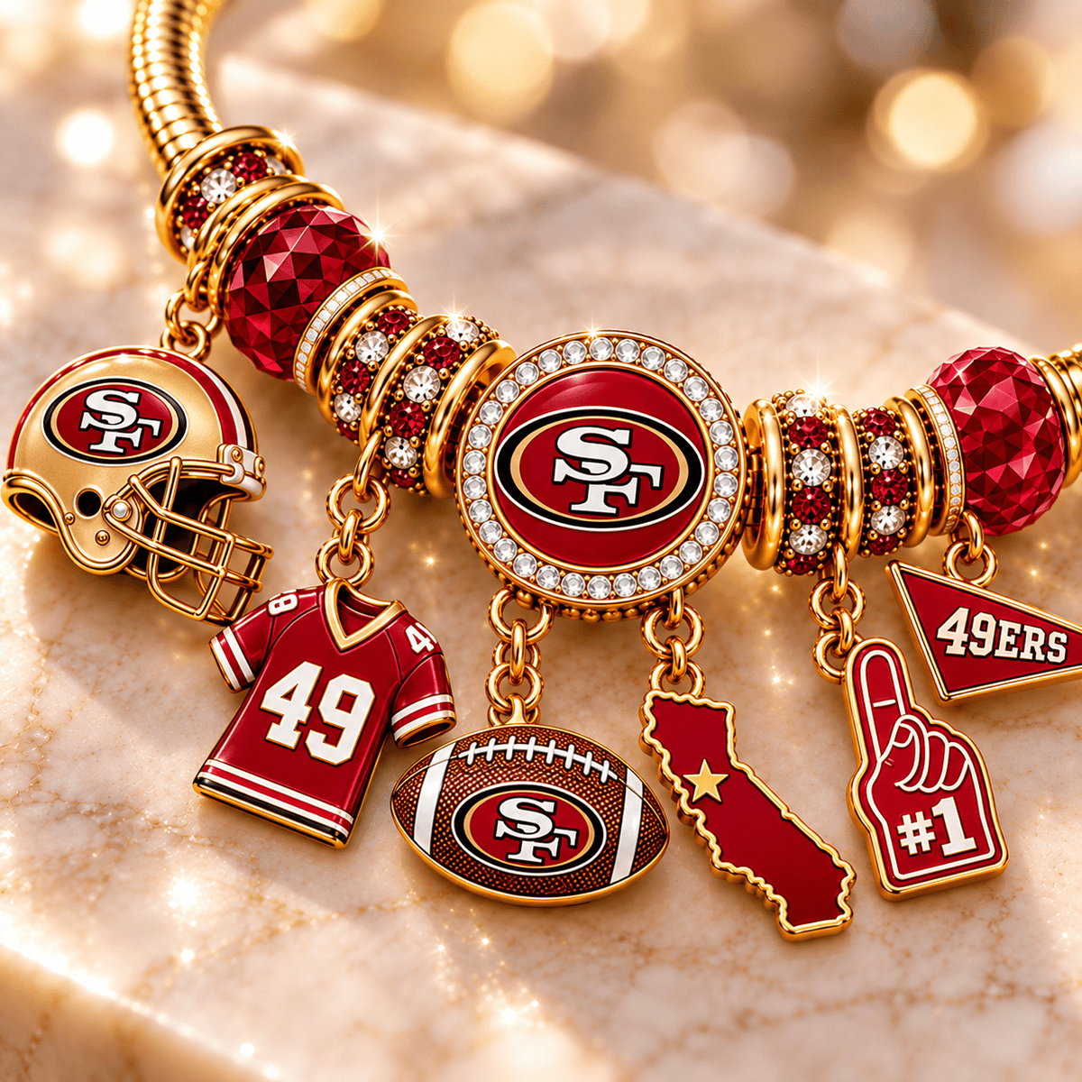 SF49 Gold Charm Bracelet Set PNPA