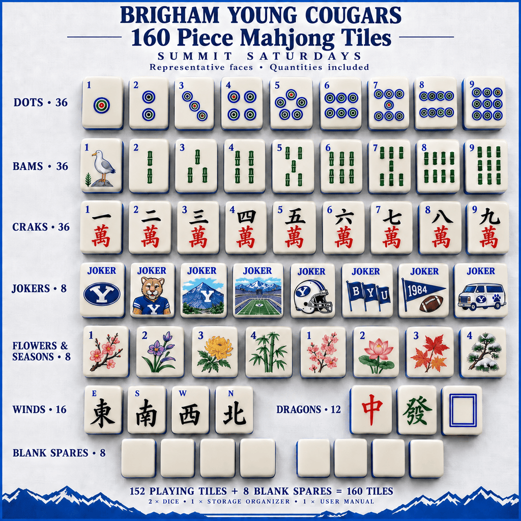 Premium BYU Mahjong Tiles Set TNSM