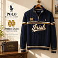 NDFI Premium Varsity Cable-Knit Quarter-Zip Sweater NHVH