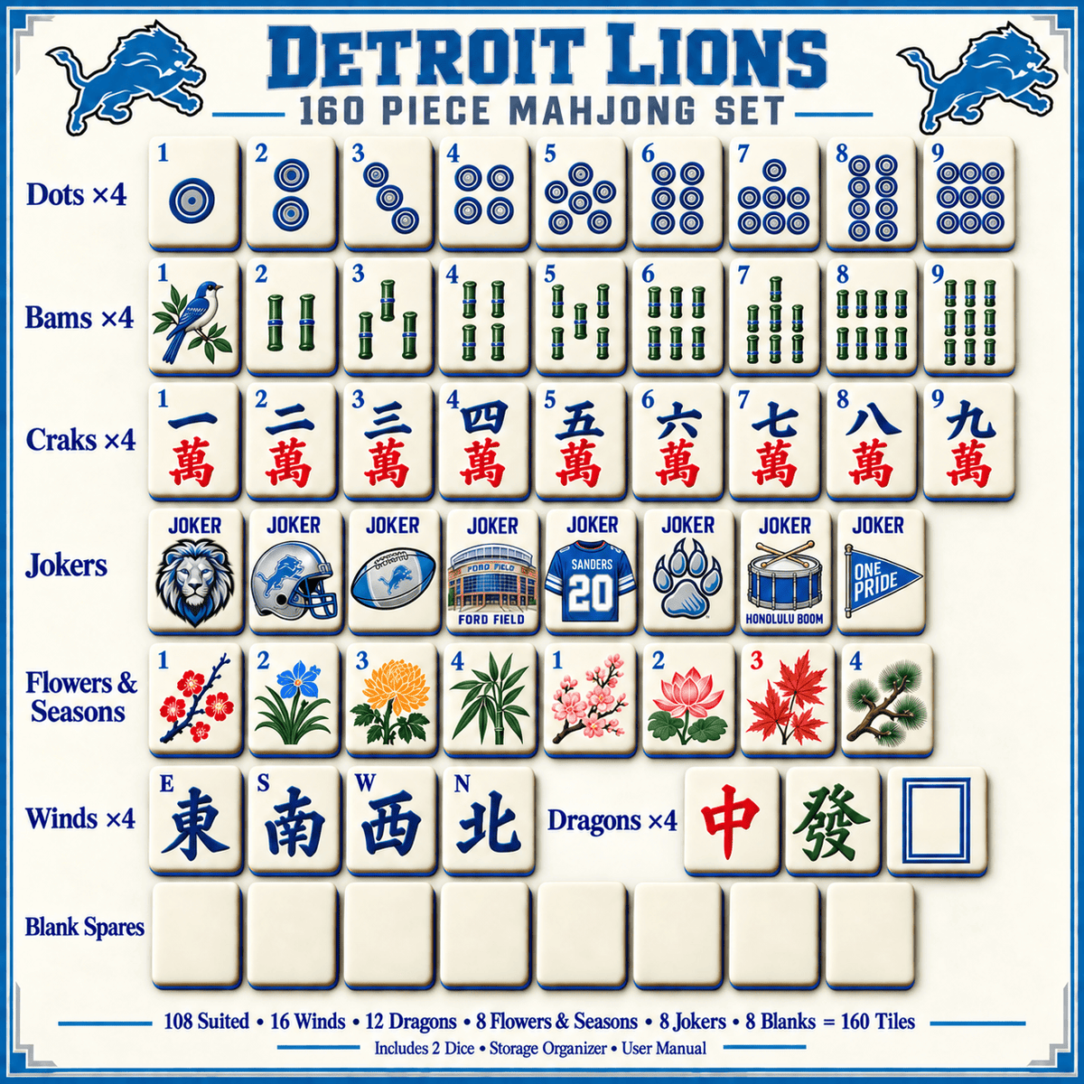 Premium DTL Mahjong Tiles Set TTMH