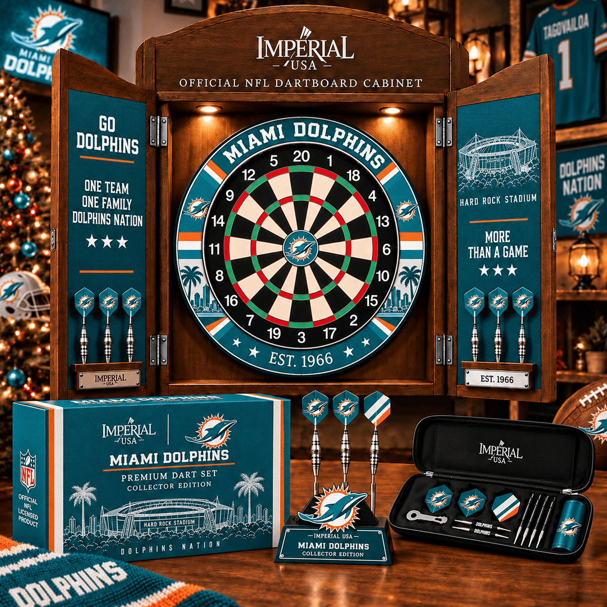 MDP Premium Dartboard Cabinet Set – Wall-Mounted Dart Game PNPA